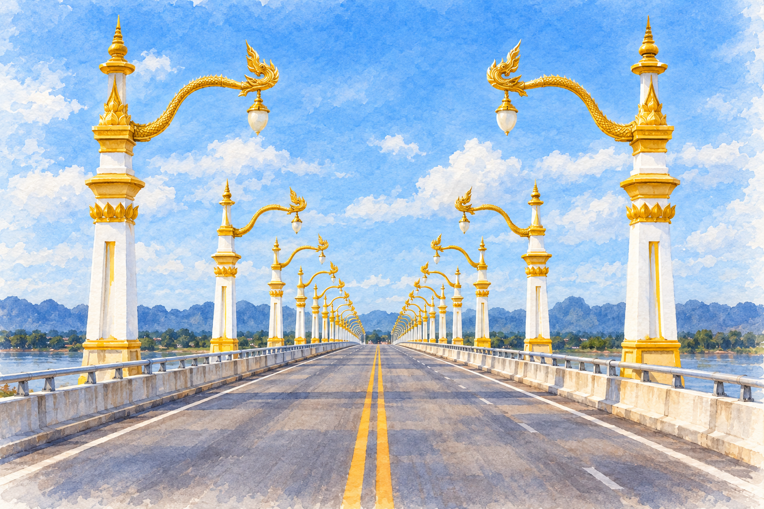 ภาพวาดอิงสถานที่จริง: สะพานมิตรภาพไทย–ลาว แห่งที่ 3